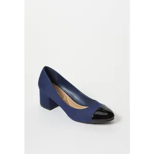 JUSTFAB Women's Block High Heel Suede Pump Footwear, Summer Women's Heel Shoe
