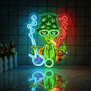 Alien Neon signs, For Smoke Shop Wall Decoration LED Ambient Lights Decorative  Home Bedroom Game Room, Fashionable Environment Decoration,USB power supply.