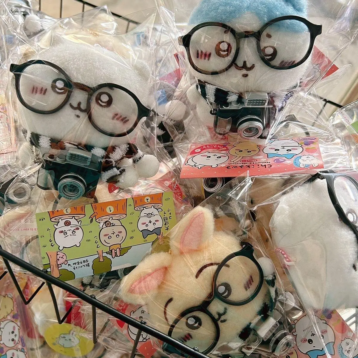 Chiikawa Doll, Usaqi Cartoon Pendant Accessory Set with Detachable Camera, Glasses, Scarf & Hachiware Plush Companion, DIY Specialty Toy Gift for Collectors