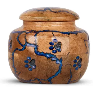 Pet Urns for Dog/Cat Ashes - Small 10 Cu/in Resin Decorative Urn for Pet Ashes - Pet Memorial Remembrance Box - Blue Small