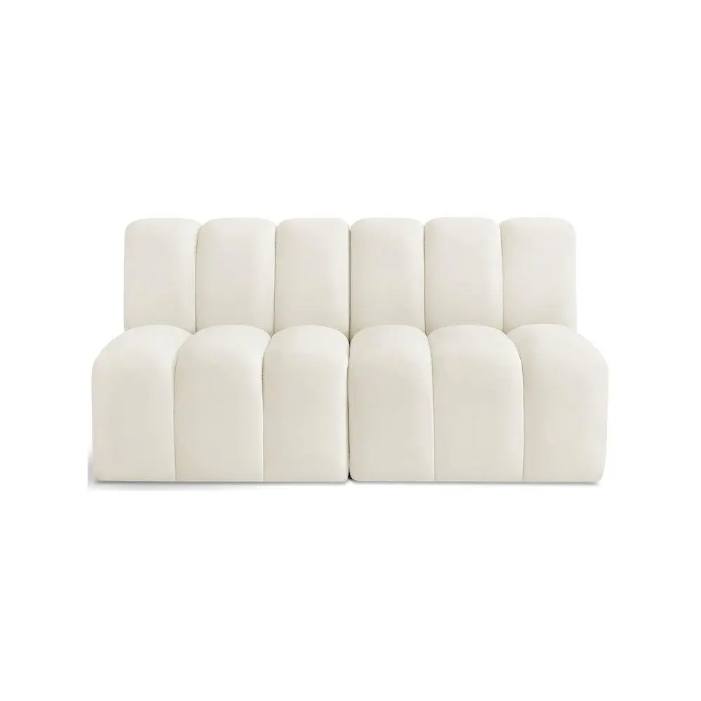 Arc Cream Velvet Modular Sofa - Deep Tufted Module Piece, Straight Line Design, Ideal for Contemporary Indoor Home Decor