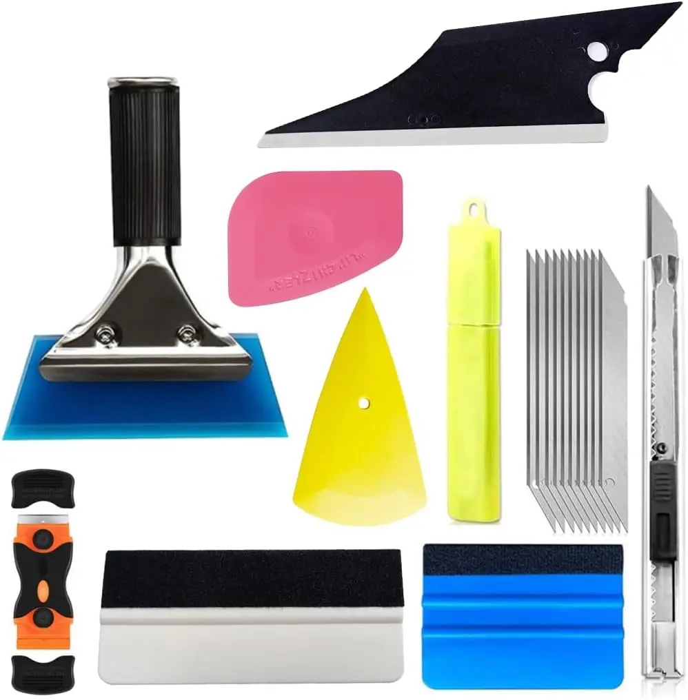 18PCS Compact Car Window Tint Tool Kit - Easy-to-Use, Versatile Tools for DIY Tinting & Car Auto Film Tinting, Includes Squeegees, Felt Squeegee, Cutting Knife with Blades, Vehicle Glass Protection Installer, Easy-To-Use Tools For Diy Tinting