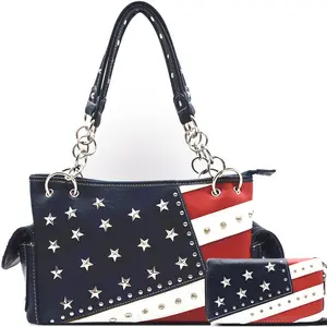 Patriotic USA Flag Concealed Carry Purse with Matching Wallet