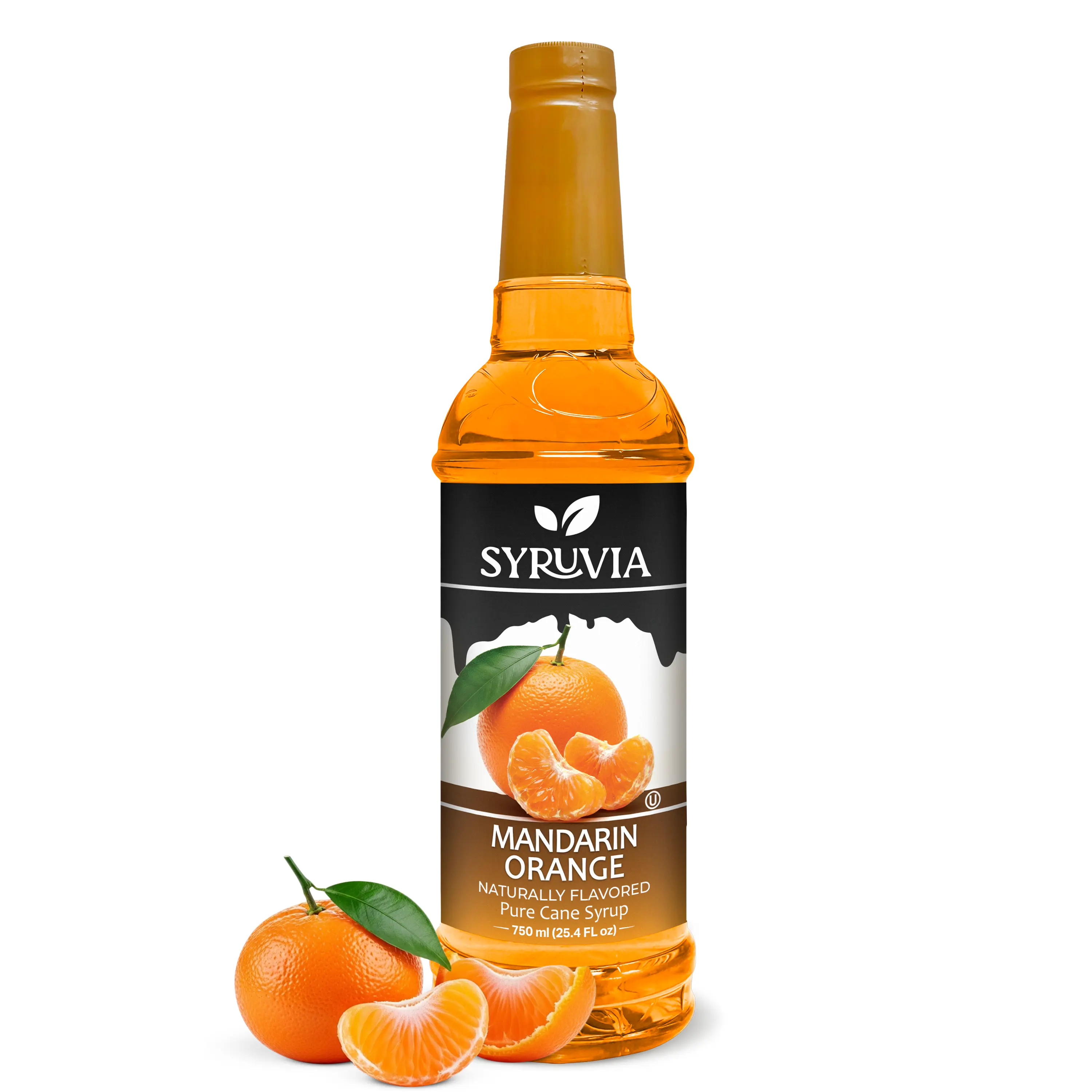Syruvia Citrus Aroma Sweet Mandarin Orange Flavored Syrup for Coffee, Mocktails, Beverages - 25.4 fl oz (750ml), Clean, No Fillers, Boosts Sparkling Drinks' Sweetness