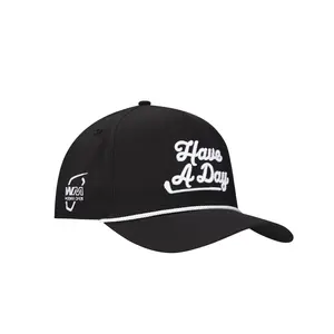 WM Phoenix Open x Breezy Cactus “Have A Day” Rope Hat – Natural Trucker Snapback Golf Cap with Embroidered Cactus Logo | Adjustable Retro Rope Brim Hat for Men & Everyday Streetwear