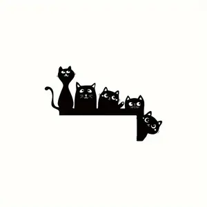 Five Cats Metal Door Corner Decor, Animal Wall Hanging Sign for Living Room, Entryway & Door Display, Halloween and Christmas Home Decor