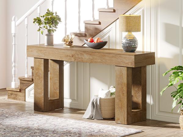 Tribesigns 63-Inch Long Console Table, Wooden Rectangular Sofa Table Behind The Couch, Farmhouse Entryway Table for Entrance, Hallway, Living Room (Natural) Modern Tribesigns 63-Inch Long Console Table, Wooden Rectangular Sofa Table Behind The Couch, Farmhouse Entryway Table for Entrance, Hallway, Living Room (Natural) Modern