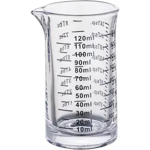 4 Oz Glass Measuring Cup, Borosilicate Shot Glass with V-Shaped Spout - Black Line