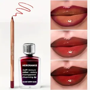 HERORANGE 2-in-1 Lipliner & Lip Gloss Combo (2-in-1 lip kit(02+02)) – Cosmetic Lipstick, 3D Contouring, Plumping, Waterproof Precision, Hydrating Hydrate, Glossy Shine, Non-Sticky, All Skin Types, Ideal for Party, Valentine's Gift