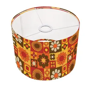 Retro Mid Mod Brown Orange Yellow Groovy 70s Arc Floor Lamp Shade with Ring - For Arc Floor Lamps Only