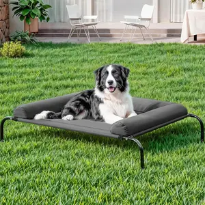 Large Elevated Cooling Dog Bed Portable Anti Chewing Outdoor Kennel with Non Slip Foot Rest Pet Bed for Small Medium Dogs