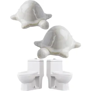 White Sea Turtle Toilet Floor Bolt Caps, Ceramic Sea Turtle Toilet Bolt Covers, Cute Bathroom Decor, Fun Turtle Themed Gadgets (White Sea Turtle)