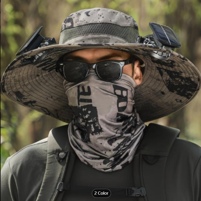 USB & Solar Powered Summer Sun Hat with Dual Fans – Wide Brim Outdoor Hat for Men & Women, Hiking & Fishing