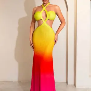 Yellow and orange maxi dress