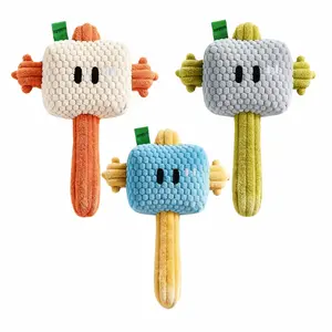 3-Dog Toy Whack a Mole Hammer Interactive Squeaky Chew Toy for Aggressive Chewers Plush Durable Pet Biting Toy for Small Medium Large Dogs Teeth Cleaning & Entertainment Gift