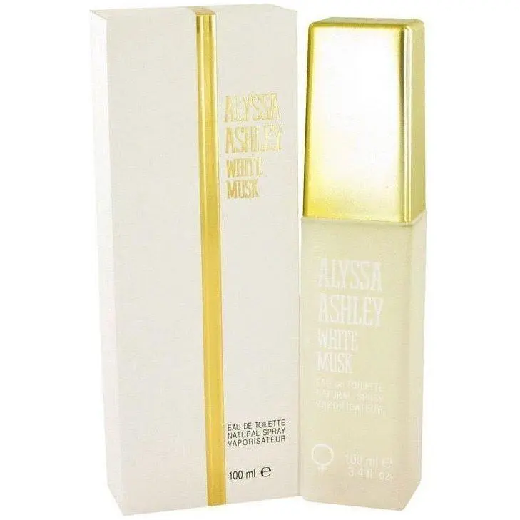 Alyssa Ashley Women's White Musk Fragrance - 3.4 fl oz Eau de Toilette Spray, Jasmine-Themed Aromatic Floral Musk Blend with Essential Oils & Rose Notes, Fresh Scent, Packaged Women's Fragrance in New Box, Jasmine-Themed Women's Fragrance