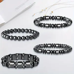 4 Pcs Magnetic Tiger Eye Bracelets Black Gallstone Jewelry Elastic Hand String Jewelry Fashion Accessories ap  bracelet