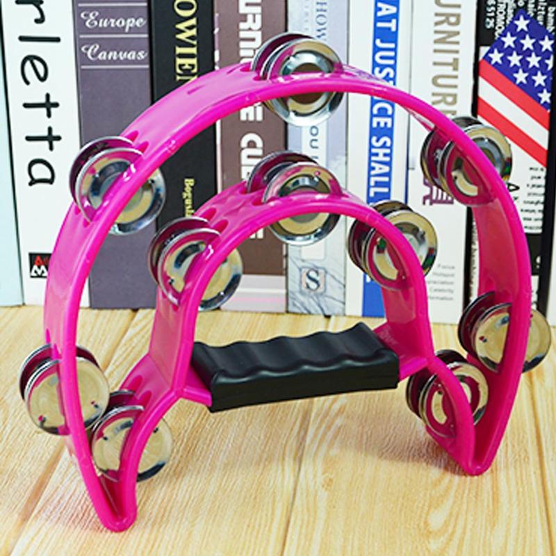 Multicolor Handheld Tambourine Double Row Jingles Ergonomic Grip Music Instrument