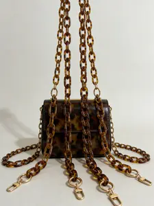 Elegant Tortoiseshell Leopard Acrylic Bag Strap, Detachable Chain Shoulder Strap, DIY Bag Accessory, All Seasons Use