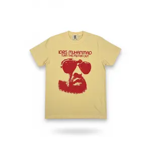 Men's Cotton Graphic Music Print Yellow T-Shirt - Classic Short-Sleeve Round Neck Casual Streetwear Top