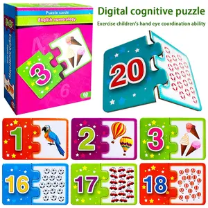 Box of 60 English Number Matching Cards, Bright Colors for Concentration Training, Teaching Aid Learning Cards, Educational Tools