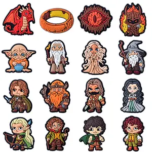 Ring Movie Croc Shoe Charms Decoration for Kids Boys Girls Women Men PVC Wristband Sandals Clog Accessories Party Favor with Dragon and Character Designs