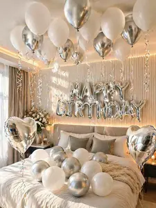 Happy Birthday Balloon Decorations Set, 16 Inch Letter Balloons with Love Foil Balloon & Latex Balloons, Party Backdrop Decor for Bedroom Surprise, Room Setup & Home Celebration