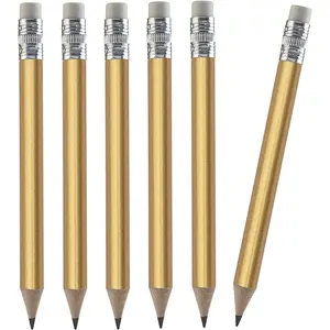 100 count  Pencils, 4 Inch Mini Half Pencils wi Eraser Sharpened  Mini Round for Schools Wedding   Corporate Multiple Colours ()