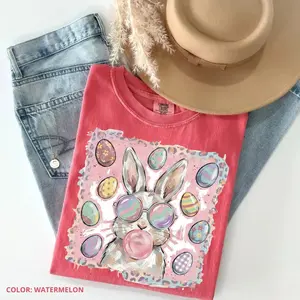 Comfort Colors Cool Bunny Easter T-shirt Retro Bubblegum Bunny With Sunglasses And Colorful Easter Eggs Gift Idea