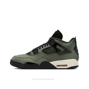 Dark Green Suede and Black Mesh Panel Mid-Top Retro Basketball Shoes