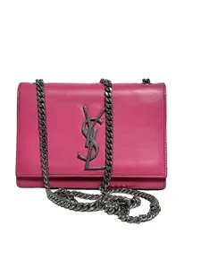 Pre-owned Yves Saint Laurent Leather Wallet on Chain Authentic Saint Laurent Fuchsia Monogram Kate Small Crossbody Bag Shoulder Handbag CCMPYSL02