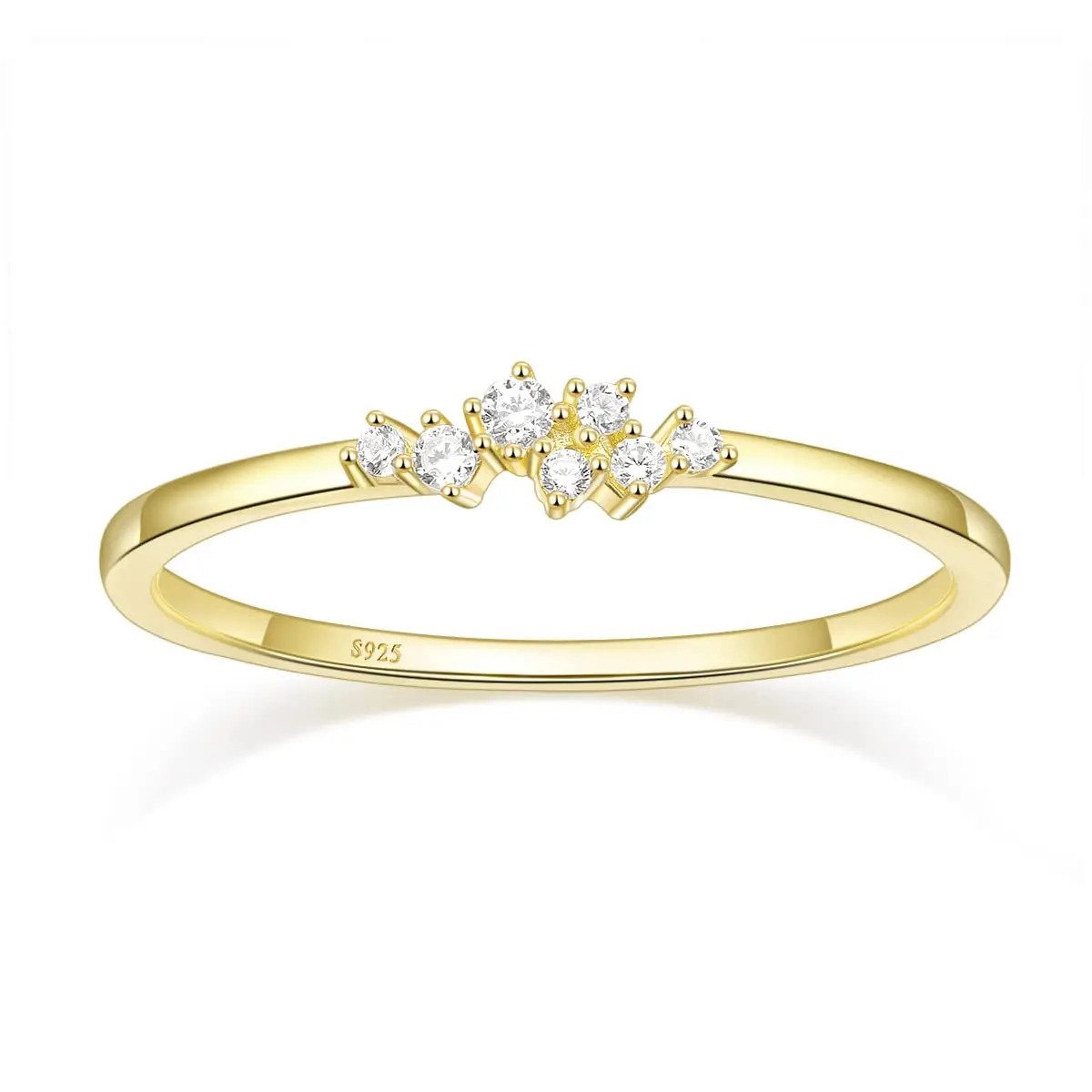 FINDURINGS 1.5mm 925 Sterling Silver 14K Gold Plated CZ Wedding Bands for Women Dainty Stackable Cubic Zirconia Engagement Rings for Her Size 5-9