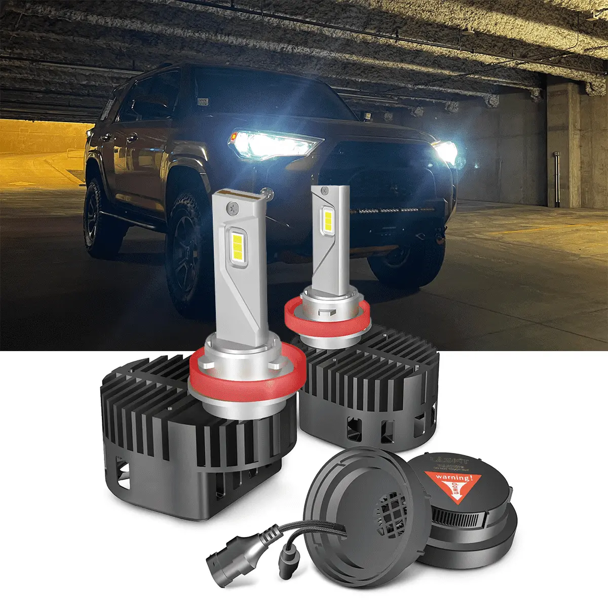 Lasfit H11 Pro-DC Series Car LED Headlight Bulbs for Toyota 4Runner 2014-2020, with Dust Cover, Front Light, Heat Sink, Projector Compatibility, Plug-and-Play, Optimized Beam Pattern
