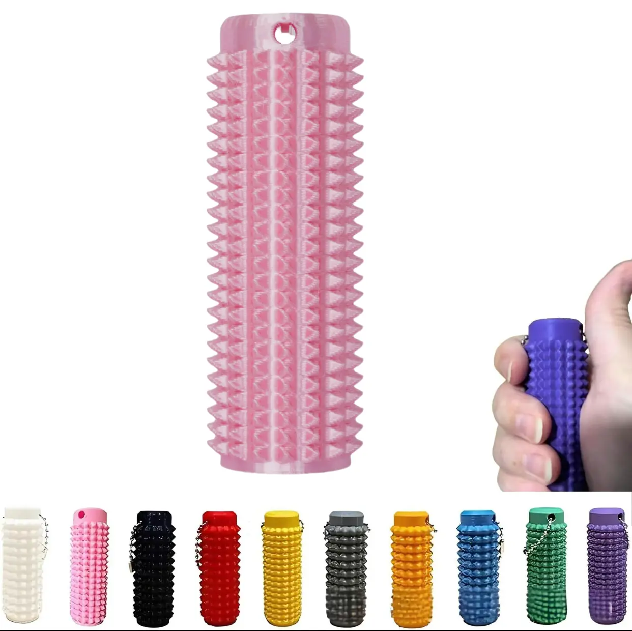 Little Ouchies Stress Relief Fidget Keychains, Portable Vibrant Color Stim Tool with Firm Plastic Spikes, Anxiety & Impulse Management Clip-On for On-the-Go Comfort