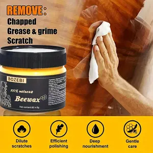 Solid wood beeswax, 1pc, with sponge, redwood furniture maintenance and care, anti-aging, furniture polishing and maintenance, wood floor maintenance essential oil, care oil, household solid wood composite floor waxing