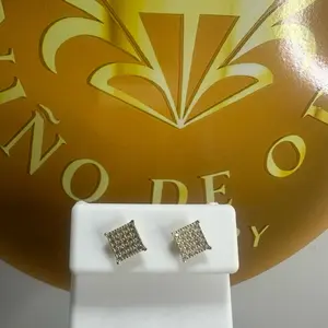 10K Gold Square CZ Stud Earrings