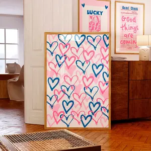 Blue pink wall art  print Trendy room decor Cute apartment decor Romantic wall art Girly college dorm decor |Frameless Poster