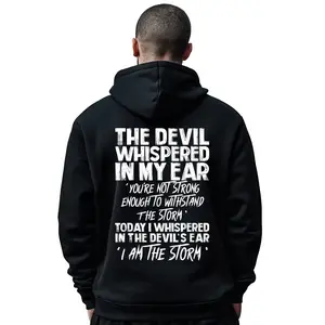 Men's & Women's Funny Devil Quote Hoodie Sweatshirt The Devil Whispered In My Ear Bold Statement Easy Care All-Season for Gym Casual Halloween Regular Fit
