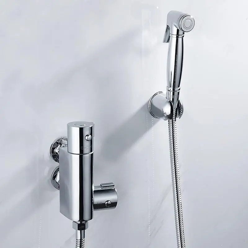 Thermostat Bidet Set Wall Mounted Bathroom Shower Toilet Portable Sprayer Kit Cold Hot Water Hygienic Shower Thermostatic Valve