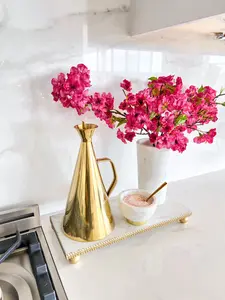 Gold Edge Marble Footed Tray