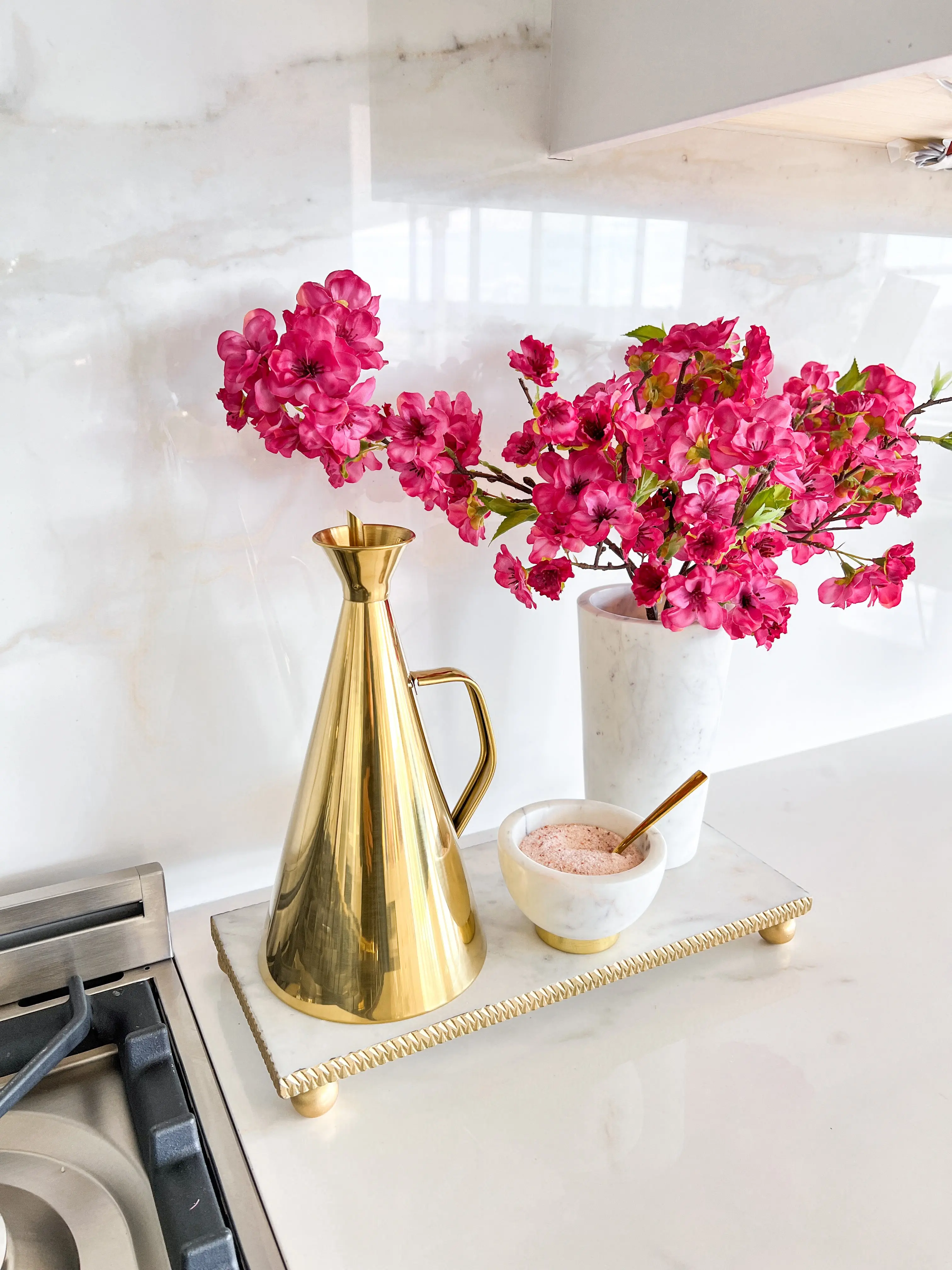 Gold Edge Marble Footed Tray