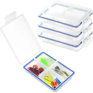 4 Pcs Mini Waterproof Tackle Organizer - Small Fly Fishing Box with Dividers for Hooks, Flies, Beads & Lures