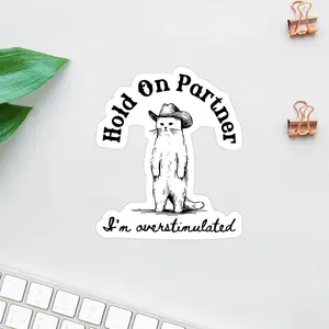 Cowboy Cat Sticker – Playful Western Cat Decal for Laptops, Water Bottles, Notebooks & Curious Pet Lovers About Peace of Mind