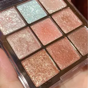9-Color Snowflake Glitter Eyeshadow Palette – Full Shimmer Diamond Finish, Milk Tea Tones, Highly Pigmented, Easy Blend, Party Essential makeup