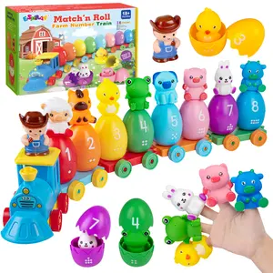 Montessori Easter Learning Toy: Farm Animal Train with Counting, Sorting & Color Matching for Toddlers (Ages 1-3) – Best Easter Gift for Boys & Girls
