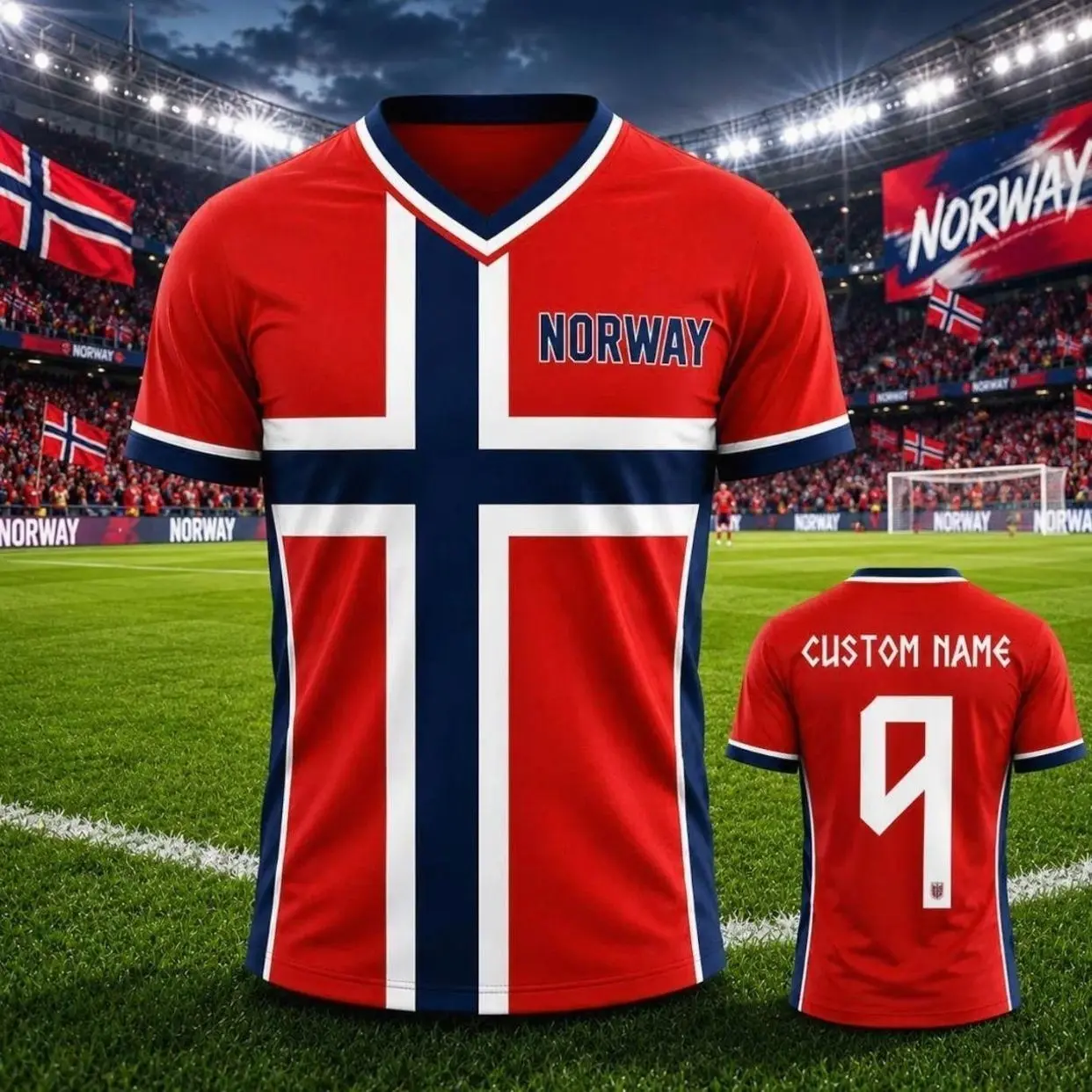 Personalized Norway Soccer Jersey, Custom Name Number Football Fan Shirt, Red Norway Game Day Jersey for Men PAR 2OH