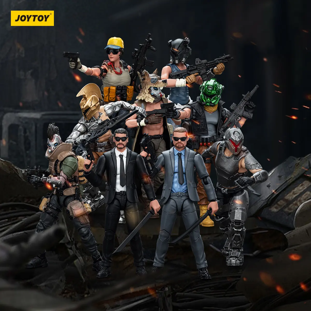 JOYTOY 1/18 Action Figures Anime 10.6cm Army Builder  Pack 2 Soldier Model Minifigures Collectors Set