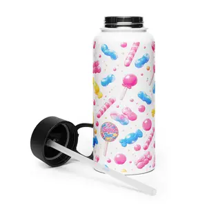 Stainless Steel Water Bottle with a Straw Lid - 32oz Candy theme