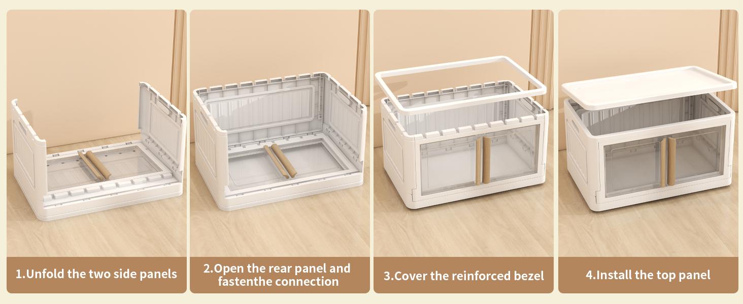 【Clearance】KHNR 3/4/5 Pack StackablStorage Bins with Lids, Plastic White Closet Organizers&Storage Drawer,Folding Storage Boxes with Wheels,Dual Open Collapsible Storage Boxes for living Room,Dorm,Office,Kitchen