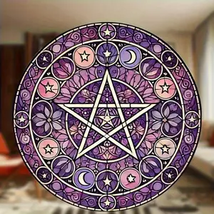 Aluminum Pentagram Wall Decor for Witchcraft Altar Wiccan Supplies Pagan Ritual Gothic Home Decor Intricate 2D Flat Design, Decoration